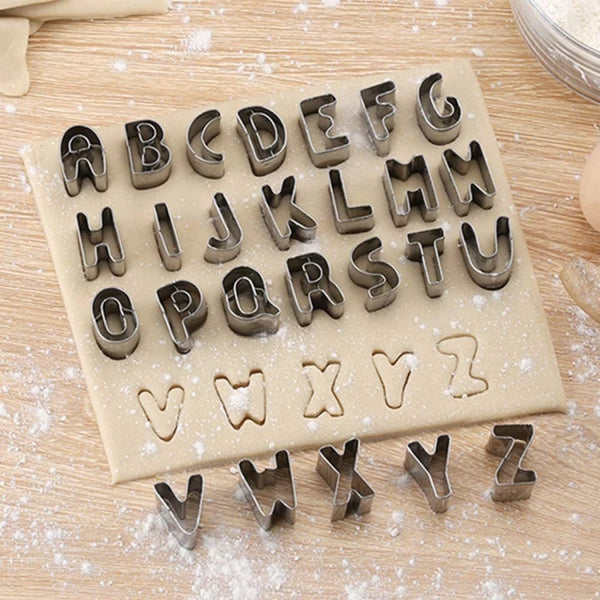 Alphabet Cookies Cutter A-Z Set of 26 Plain Edge Stainless Steel Non-Stick DIY Biscuit Mold