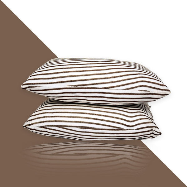 Pair Of Terry Towel Stripe Waterproof Pillow Covers- 3 Colors