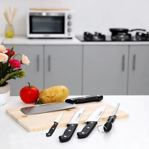 5 Pcs Kitchenware Knife Set With Wooden Chopping Board