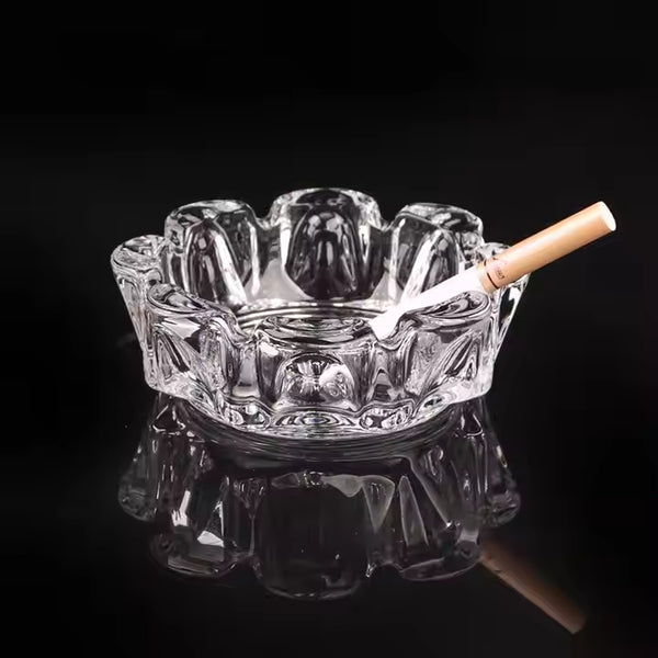 High Quality Antique Clear Flower Round Crystal Glass Ashtray