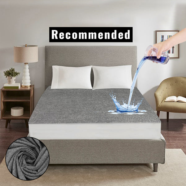 Jointless Recommended Premium & Export Quality Terry Cotton 100% Waterproof Fitted Style Mattress Protector- Grey Color