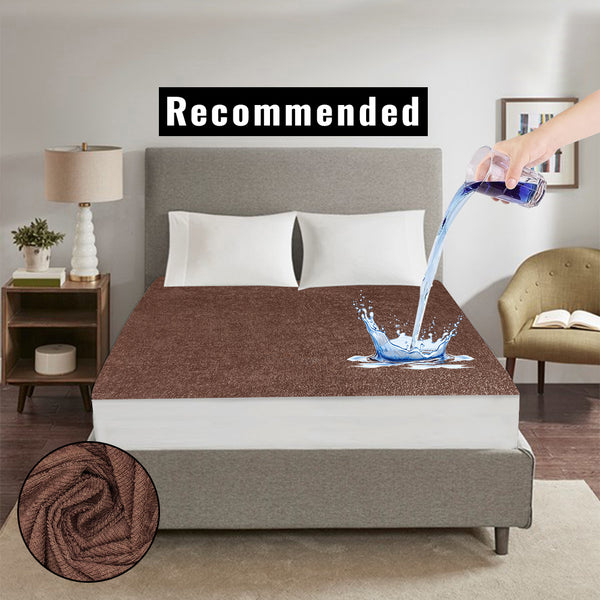 Jointless Recommended Premium & Export Quality Terry Cotton 100% Waterproof Fitted Style Mattress Protector- Brown Color