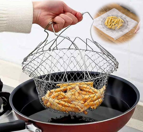 2 In 1 Stainless Steel Kitchen Tool Chef Drain Basket (CGJ)