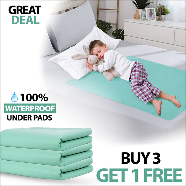 Great Deal- Buy 3 & Get 1 Free Waterproof Kids Underpads (In Random Colors)